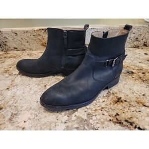 Sebago Neshoba Low Boot Women's 8.5 Black Leather Pull On Side Zip Buckle‎ Boots